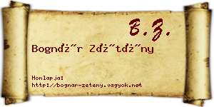 Bognár Zétény névjegykártya